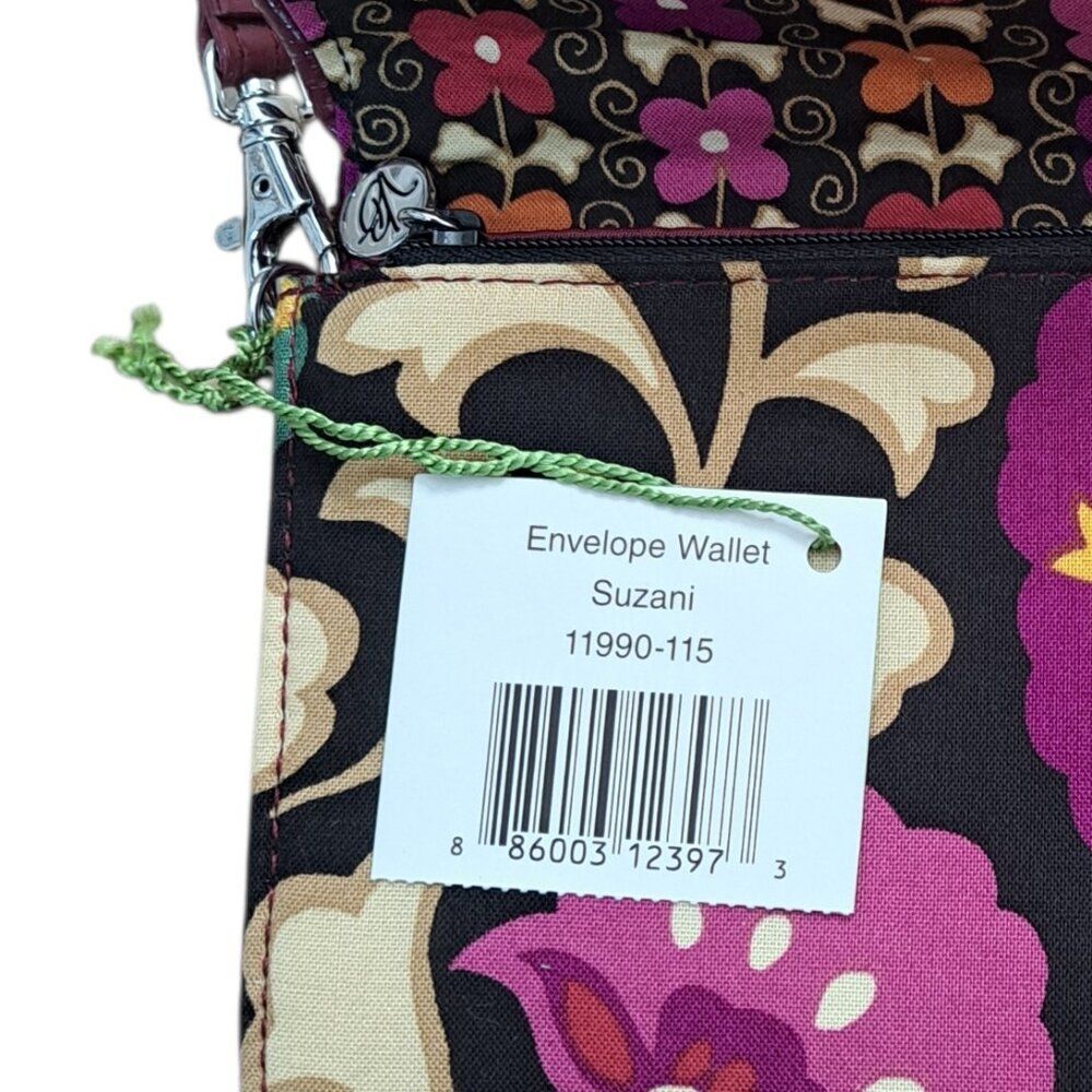 Vera Bradley Suzani Envelope Wallet Black Pink Multicolor Quilted Cotton Fabric - Picture 6 of 6
